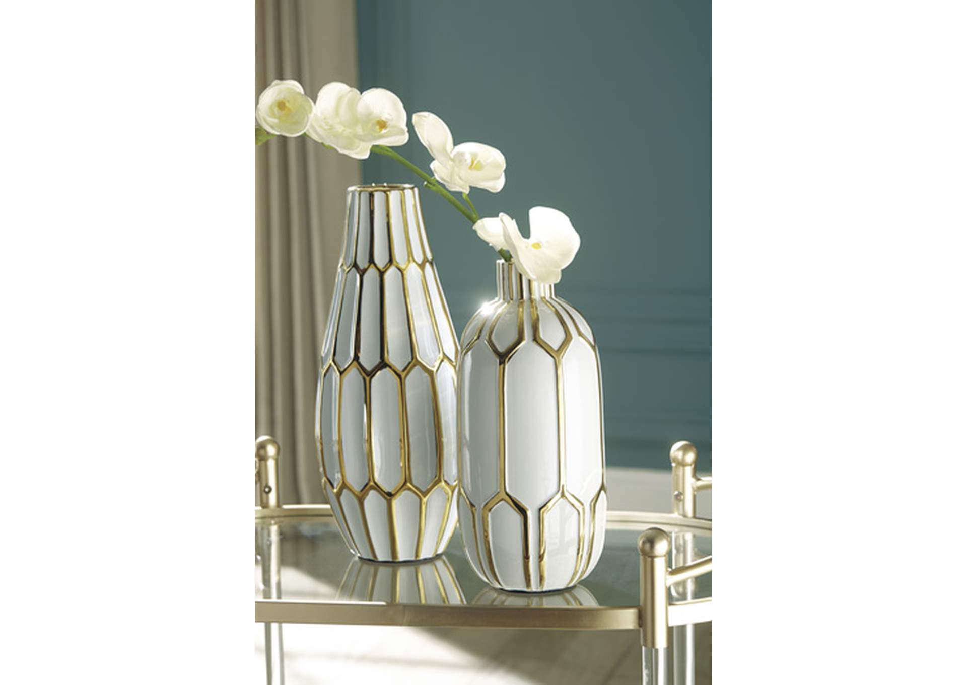 Mohsen gold / white vase (set of 2)