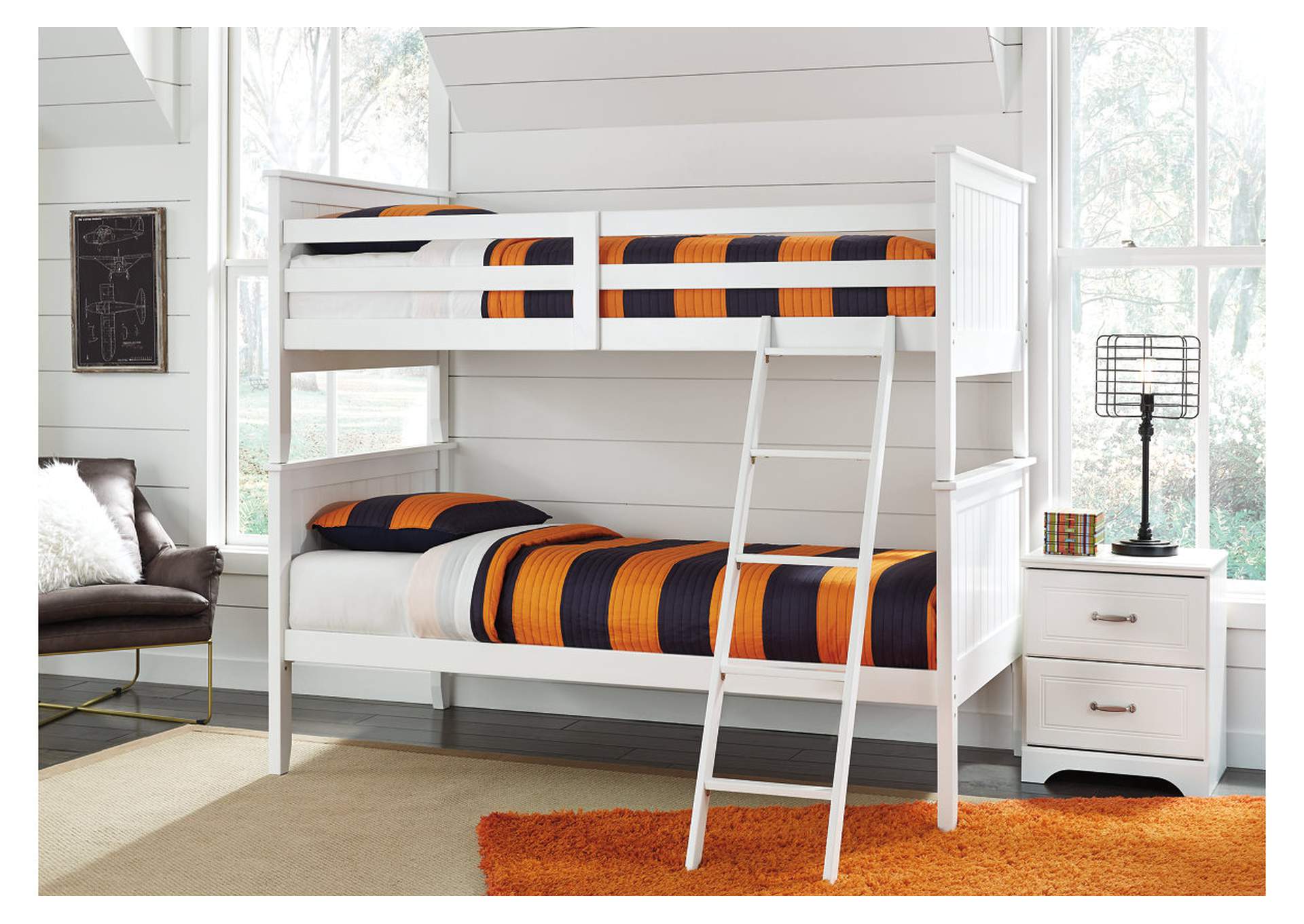 Lulu Twin Bunk Bed Frame And Ladder, Lulu Twin Panel Bedroom