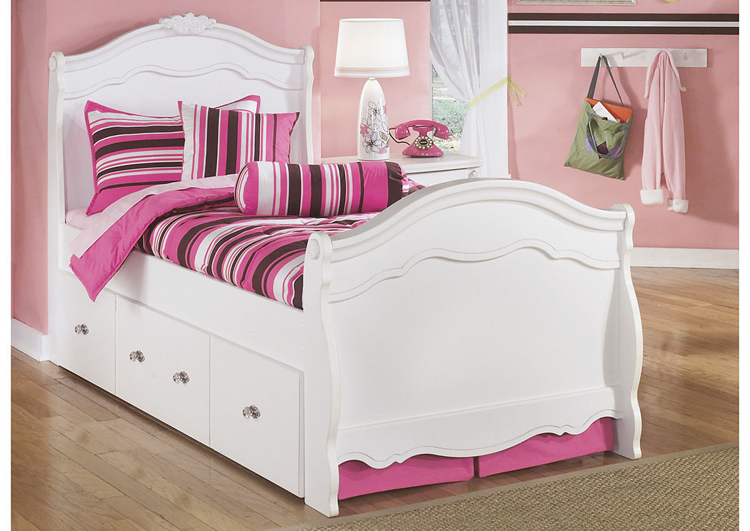 Exquisite White Twin Sleigh Bed Frame, Twin Sleigh Bed With Trundle