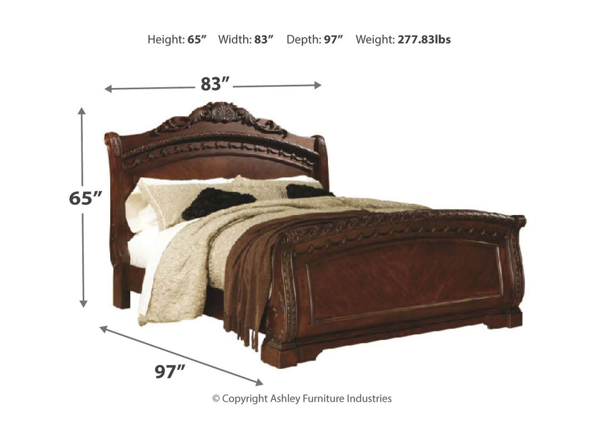 North S King Sleigh Bed Ashley, Ashley Windville King Upholstered Sleigh Bed