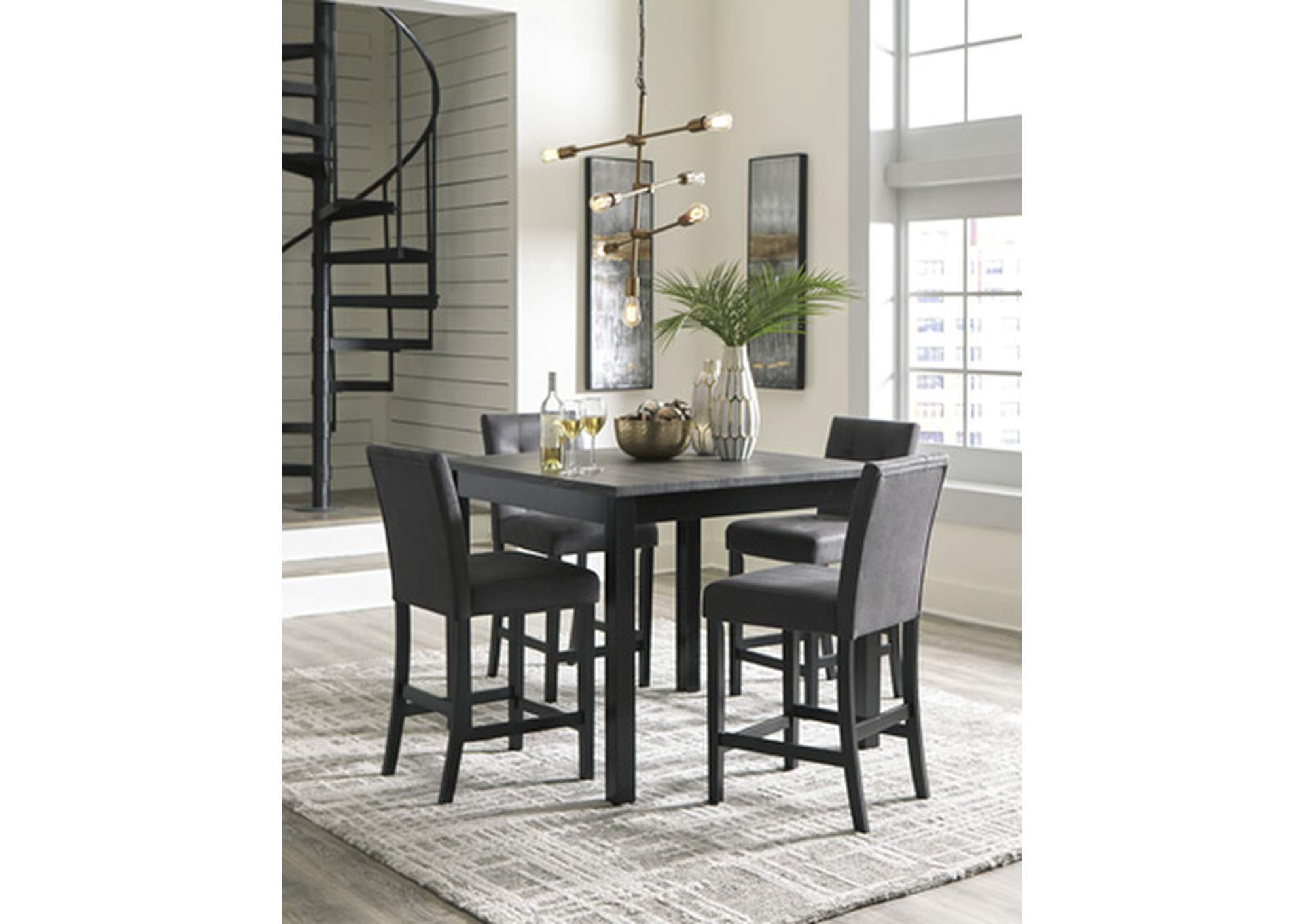 Garvine Counter Dining Table and Bar Stools (Set of 5)