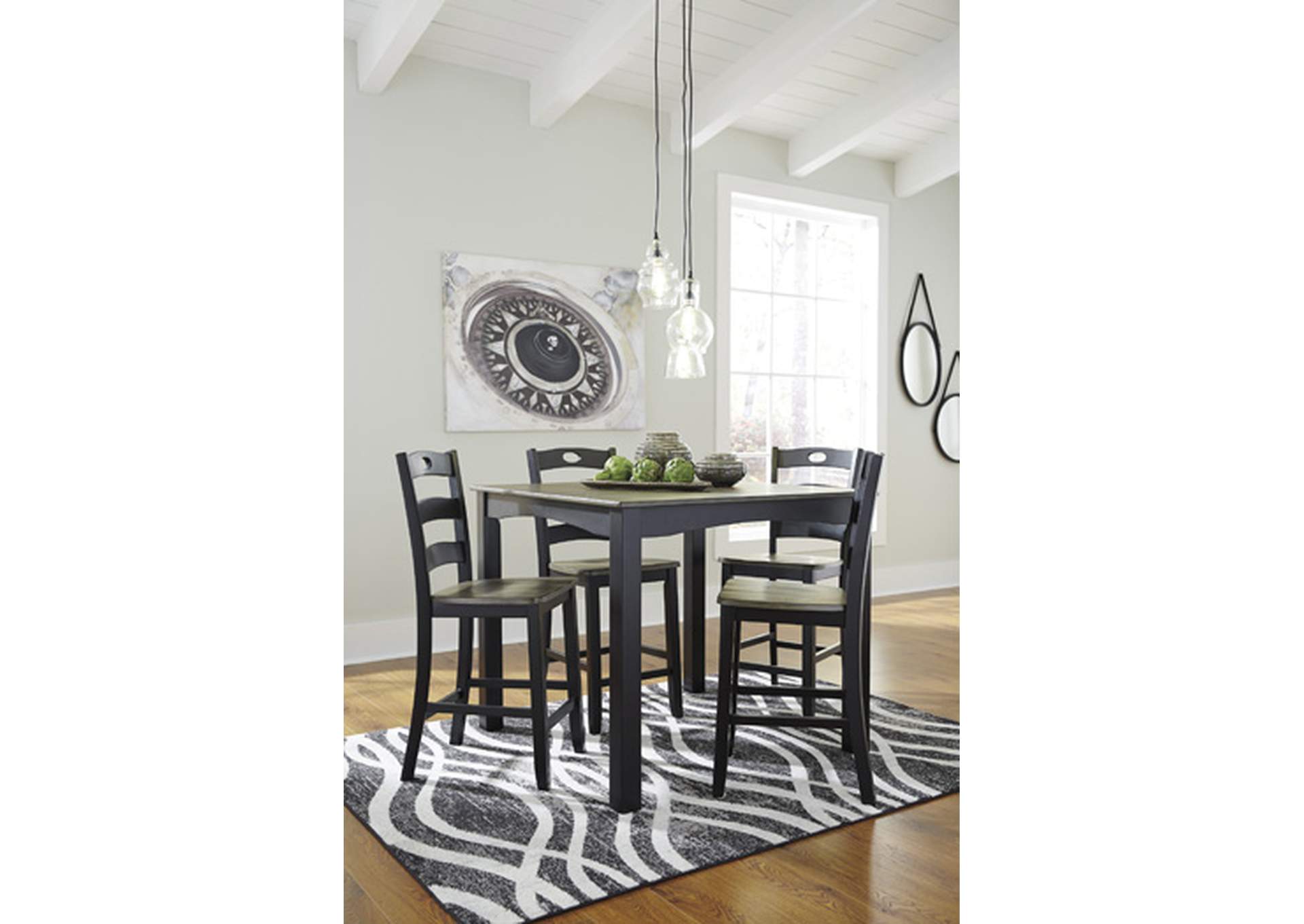 Froshburg Counter Height Dining Room Table and Bar Stools (Set of 5)