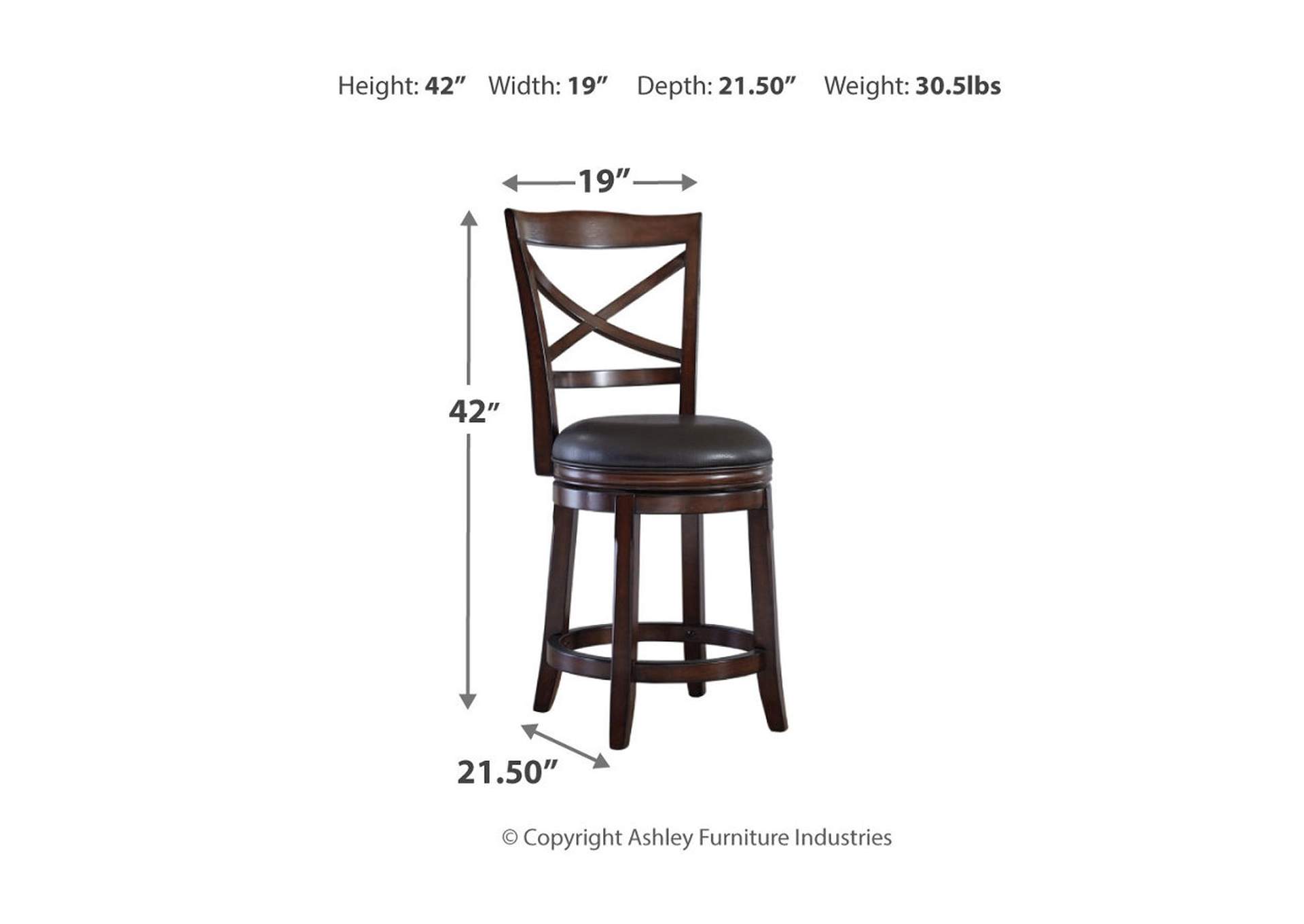 Porter Counter Height Bar Stool Ashley, 42 Inch Seat Height Bar Stools